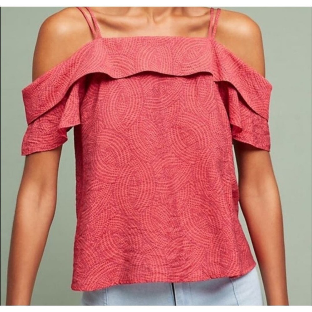 Anthropologie Mandalay Open-Shoulder Blouse Patterned Size M
